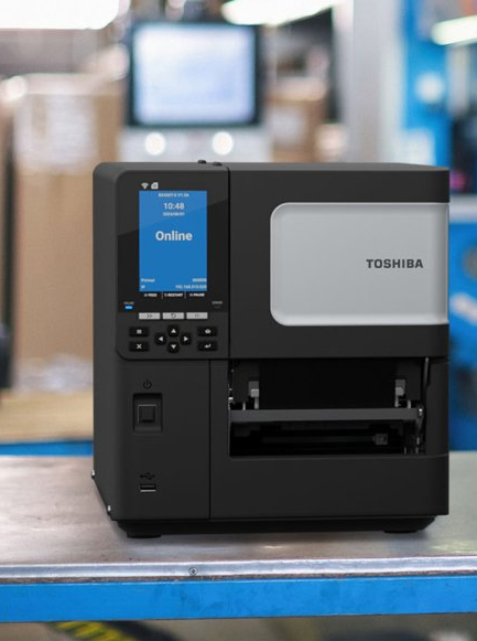 toshiba bx410t thermo transfer printer in een magazijn
