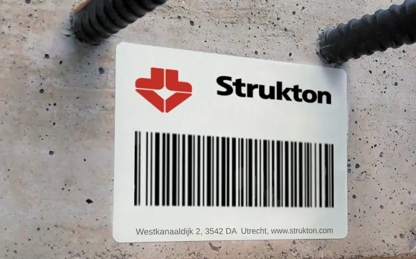 Self-adhesive labels for concrete construction and prefab structures