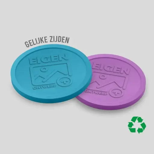 Eco Relief Consumptiemunten Gelijke zijde 29mm | Eigen Upload